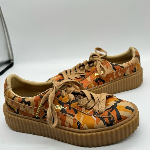Puma x fenty creepers Rihanna orange camo platform leather sneakers women’s 7.5 - Picture 3 of 8